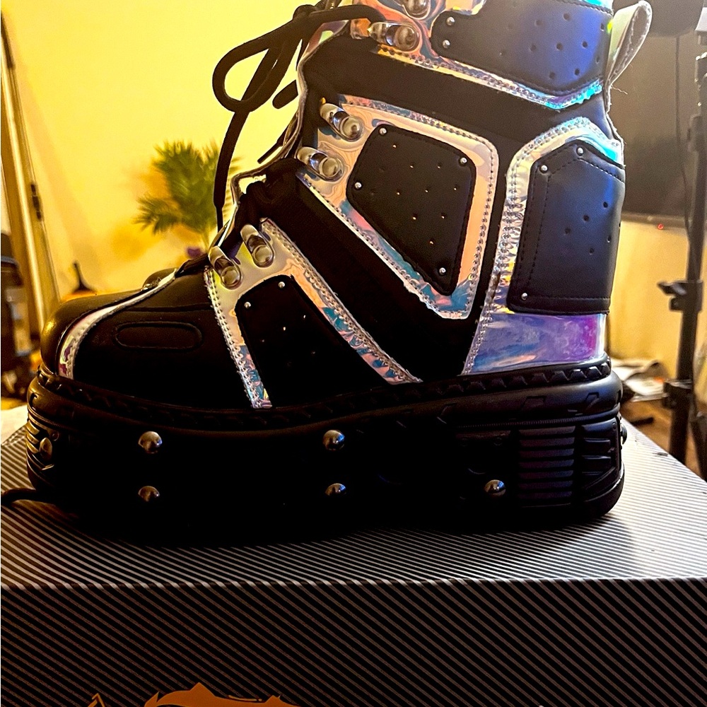 Anthony Wang Passion Fruit 03 Platform Sneakers, Black/Chrome, NEVER WORN